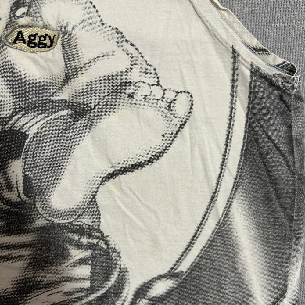 Y2K Aggy Capoeira Martial Arts AOP Graphic Tank Top Faded White Black Mens Large